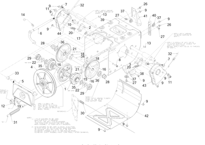 Transmission Diagram and Parts List for 3X26-INCHTRAC (31AH7DVX710)(2019) Cub Cadet Snow Blower